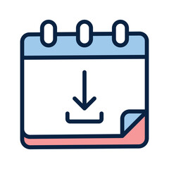 Calendar icon with a download arrow to retrieve schedules