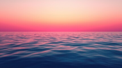 Obraz premium Serene Sunset Over Calm Ocean Waves with Vibrant Pink and Purple Sky Reflected on Water, Creating a Peaceful and Tranquil Seascape Atmosphere for Relaxation