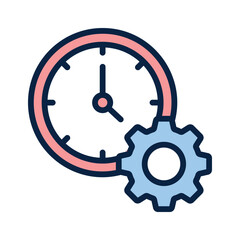 Gear and clock icon symbolizing effective time usage
