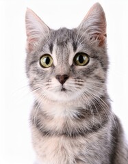 Fototapeta premium Close-up of a Cat's Ears and Fur with a White Background