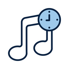 Musical note and clock symbolizing time dedicated to music