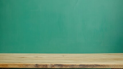 Wooden Table Surface with Green Background Ideal for Product Display or Creative Projects