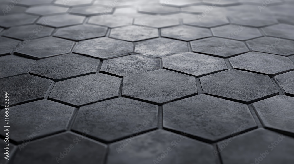 Poster hexagonal gray tile floor texture for modern interior design and architecture background use