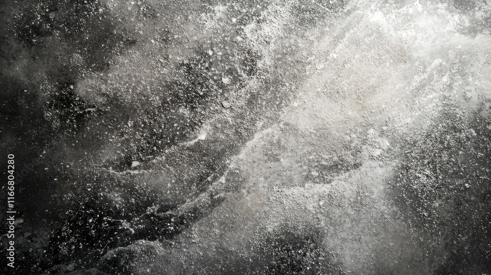 Poster abstract textural background featuring shades of gray and silver with dynamic patterns resembling fl
