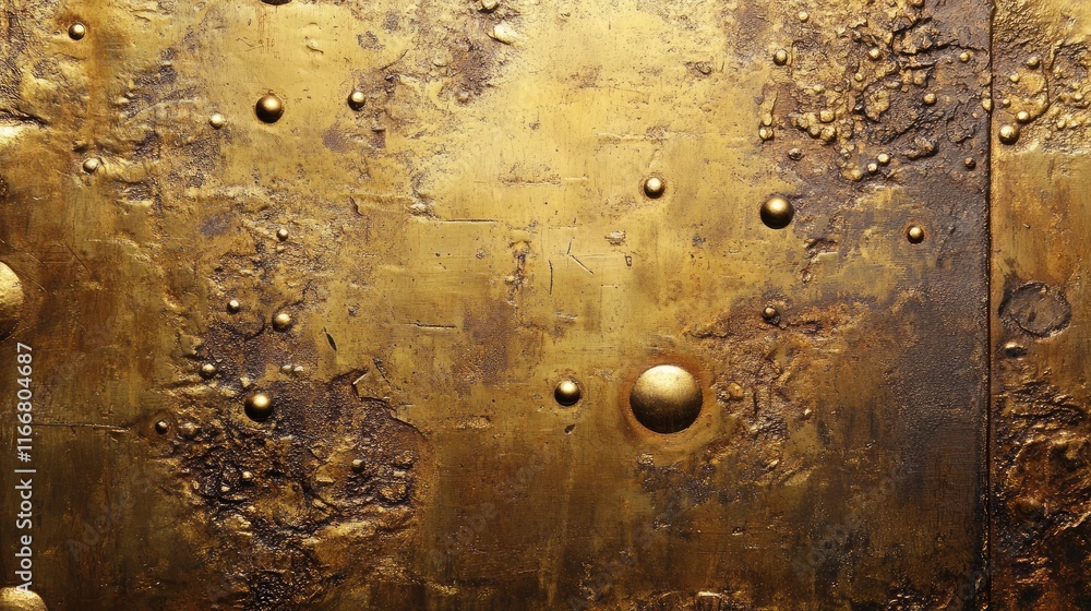 Poster golden textured metal surface with unique patterns and metallic sheen suitable for backgrounds and d