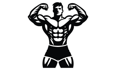 Bodybuilder Men Silhouette Vector