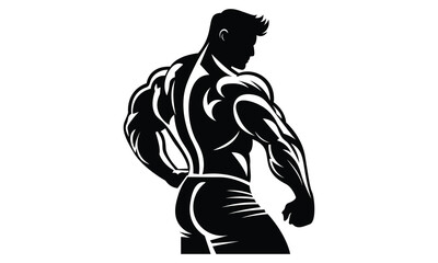 Premium Body builder Black white Silhouette