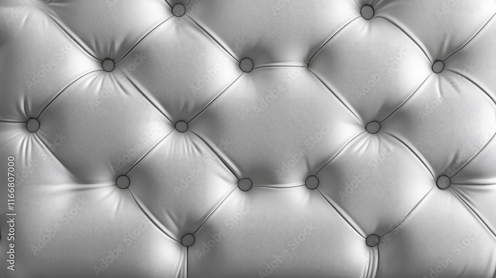 Poster gray leather textured background with button tufts and soft glossy surface for elegant design and de