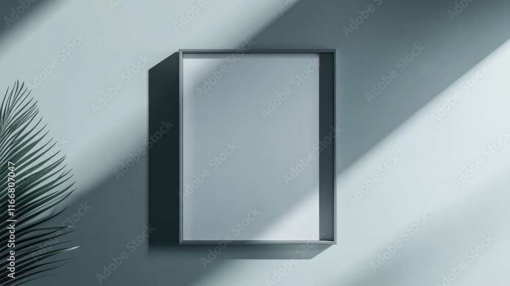 Poster modern minimalist frame showcasing geometric technology aesthetics with subtle shadows and natural e