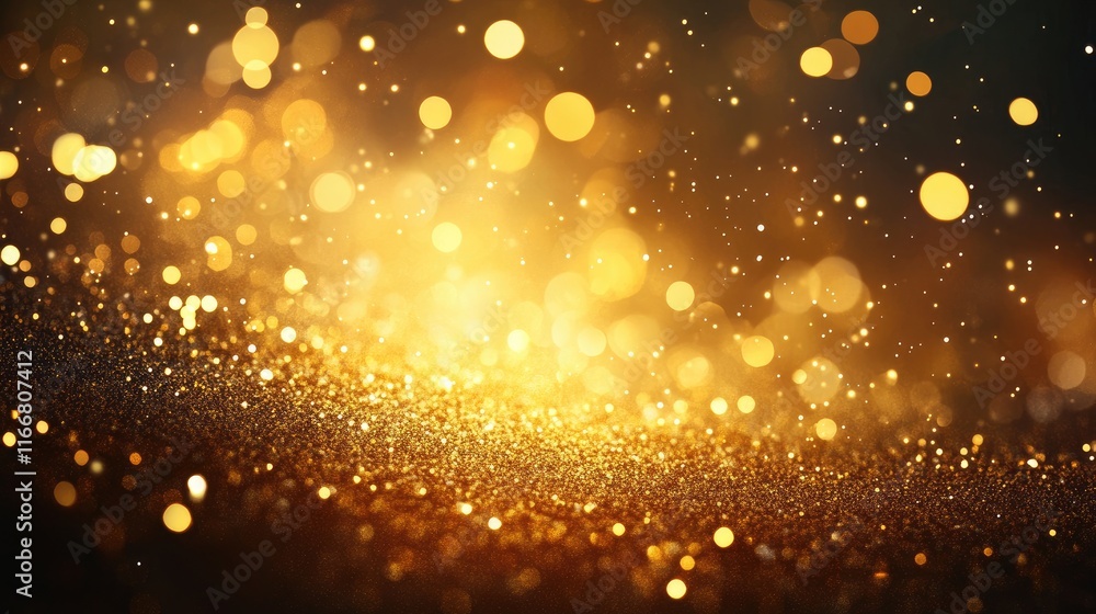 Poster golden bokeh light background ideal for decoration graphic design or festive themes with shimmering 