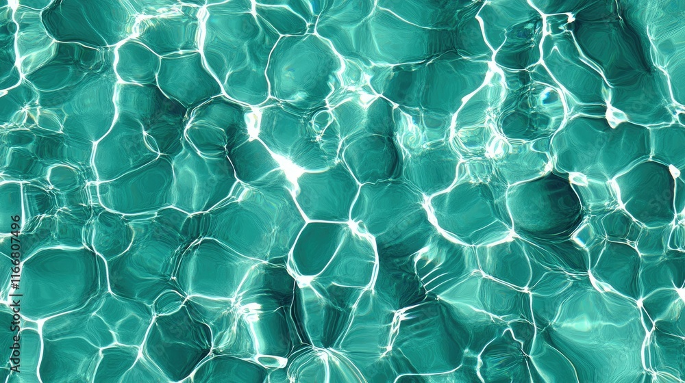 Poster textured aquatic background with light reflections and bubbles ideal for pool wall and floor design 