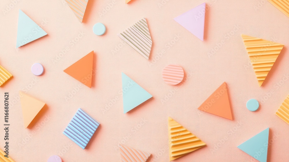 Aufkleber pastel geometric shapes in 3d design on a soft peach background vibrant abstract elements for creati