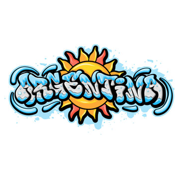 argentina country flag in graffiti art style