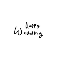text lettering happy wedding 