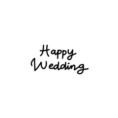 text lettering happy wedding 