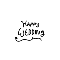 text lettering happy wedding 