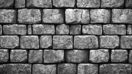 Fototapeta premium Medieval Gray Stone Brick Wall Texture for Historical Castle or Fortress Architecture Background
