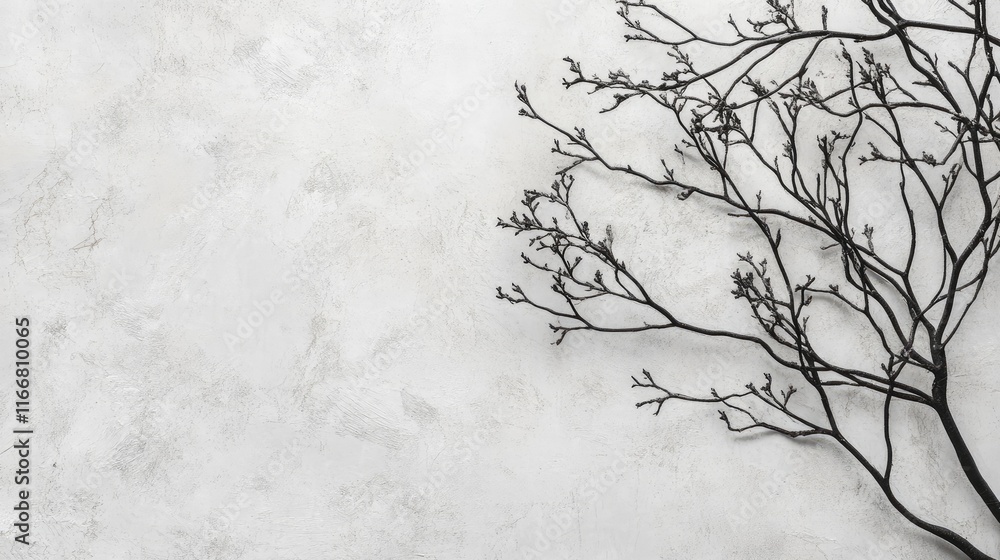 Aufkleber Elegant home decor background with tree branches in frame ideal for real estate sale mockups featuring ample empty space for text.