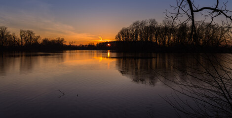 Obraz premium Raszyskie Ponds at sunset, autumn, Masovia, central Poland