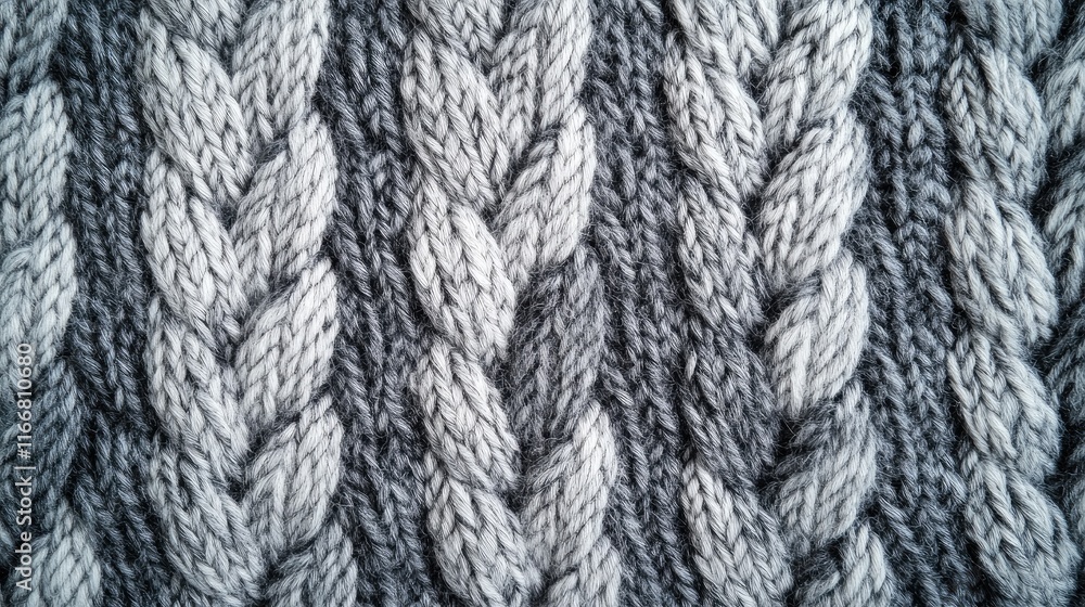 Poster gray knitted fabric background with herringbone pattern in textured design