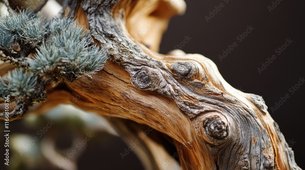 Poster detailed close-up of an aged incense cedar tree branch showcasing intricate textures and natural bea