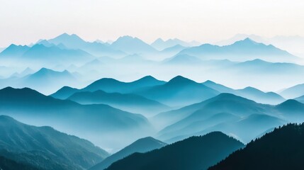 Fototapeta premium Serene Mountain Scenery in Minimalist Style