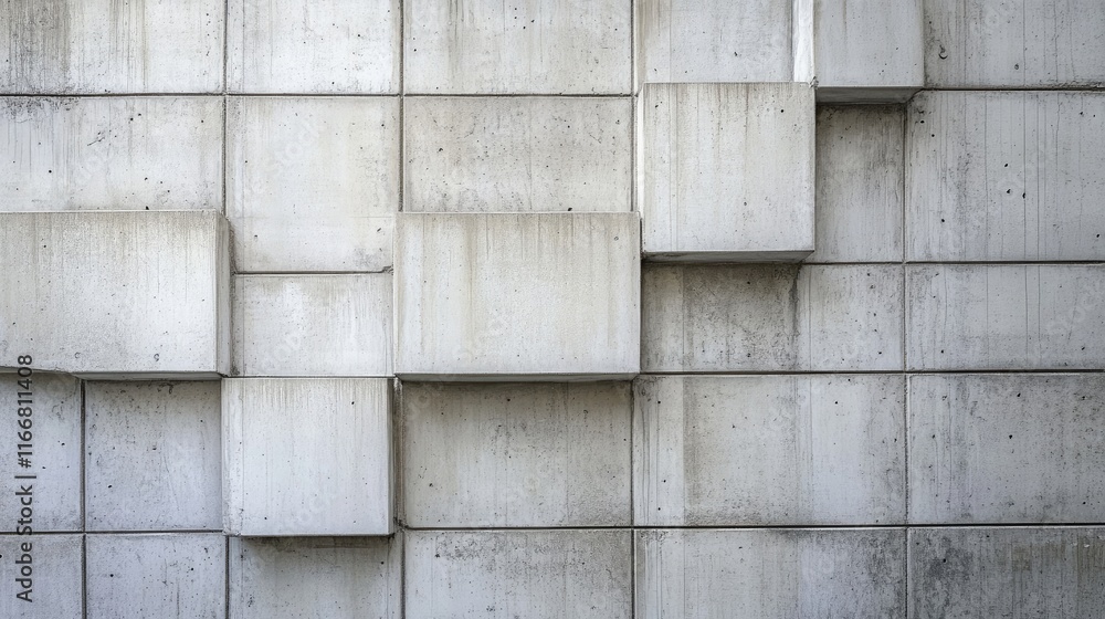 Poster abstract geometric concrete wall texture with white square panels and gray background for architectu