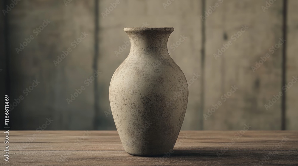 Aufkleber georgian ceramic clay vase displayed on a wooden table with a rustic background highlighting its ele