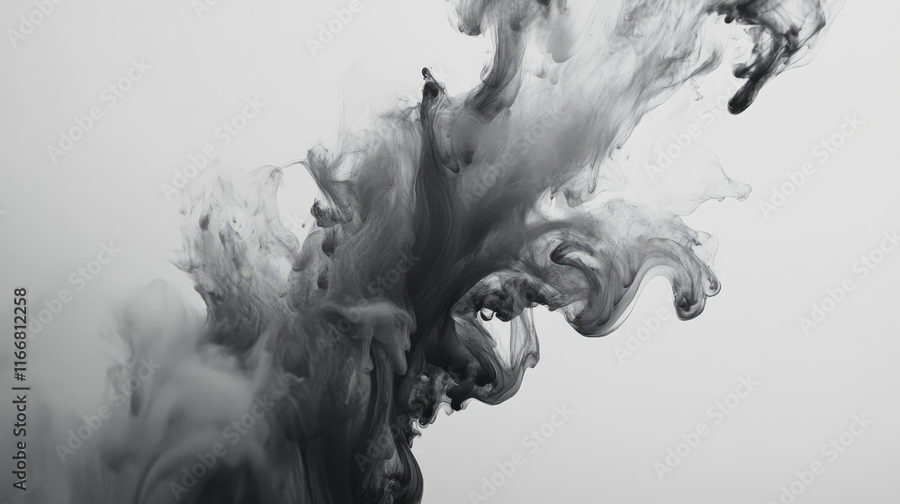 Poster abstract fluid gray paint mixed with acrylic ink creating a dynamic matte background showcasing arti