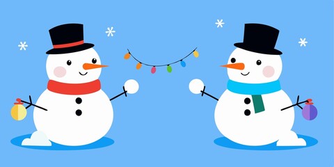 snowman on a blue background