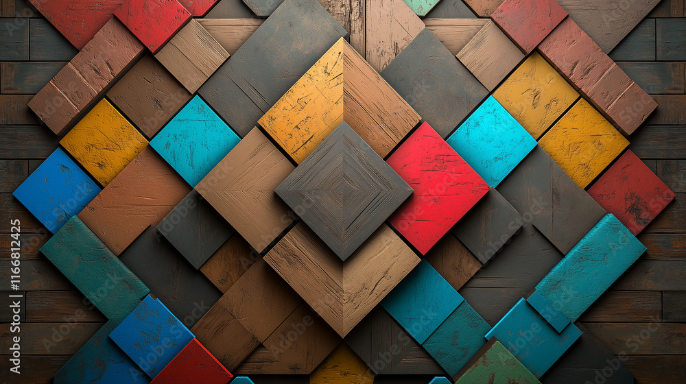 Poster symmetrical geometric patterns, adding depth to abstract modern backgrounds