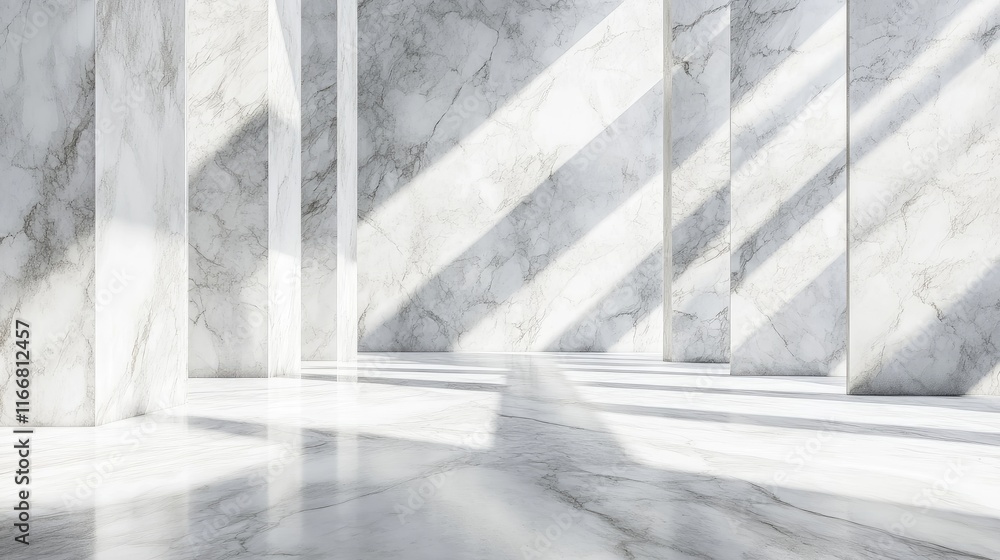Poster 3d rendered grey marble interior with natural light and shadows creating elegant atmosphere for arch