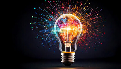 an image of a light bulb glowing with colorful sparks, symbolizing creativity and innovation