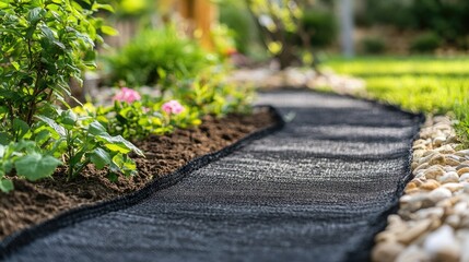 Geotextile Fabric Installation for Garden Pathway Enhancement in Landscaping Projects