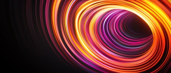 Fototapeta premium A vibrant, swirling pattern of orange and purple light against a dark background, creating a dynamic, energetic visual effect.