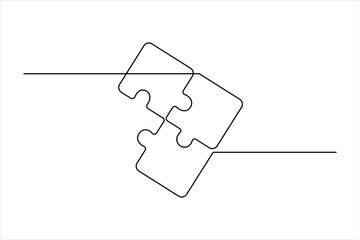 puzzle vector illustration of continuous one line art design