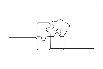 puzzle vector illustration of continuous one line art design