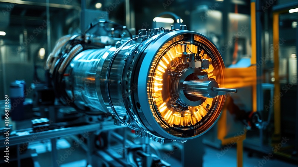Aufkleber a highly innovative experimental engine being analyzed in a university lab.