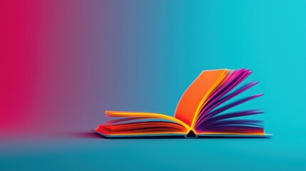 Creative open book design modern studio digital art colorful background side view inspiration for learning