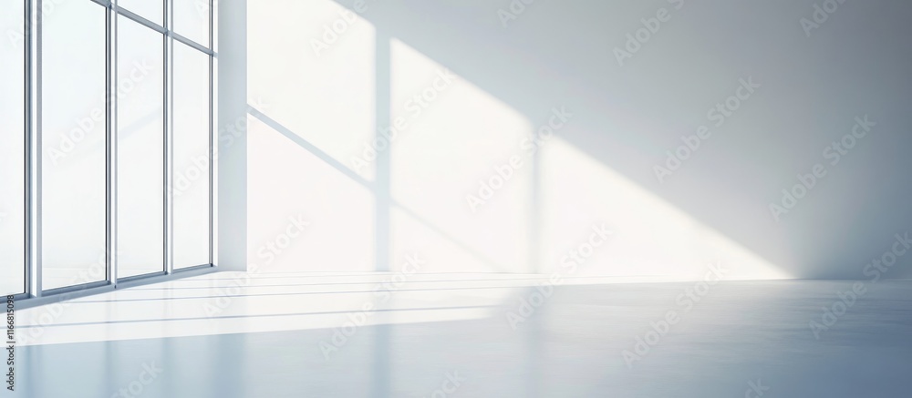Aufkleber Bright and airy interior with sunlight streaming through large windows creating a serene atmosphere for modern design projects.