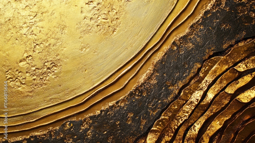 Poster textured golden surface with layered design showcasing artistic depth and elegance in abstract illus