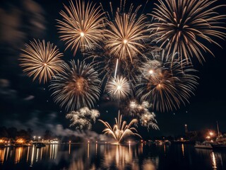 Obraz premium Spectacular Fireworks Display Illuminating the Night Sky.