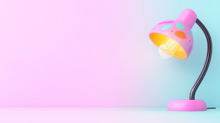 A colorful desk lamp on a pastel background, adding a playful touch.