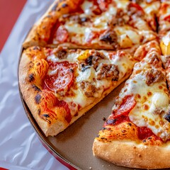 Delicious Meat Lovers Pizza Slice  Cheese  Pepperoni  Sausage