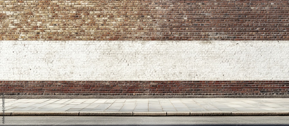 Poster urban brick wall with white and brown textures suitable for design concepts backgrounds and architec