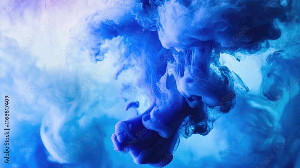 Poster abstract blue swirl in cosmic liquid art displaying fluid dynamics and ethereal forms perfect for mo