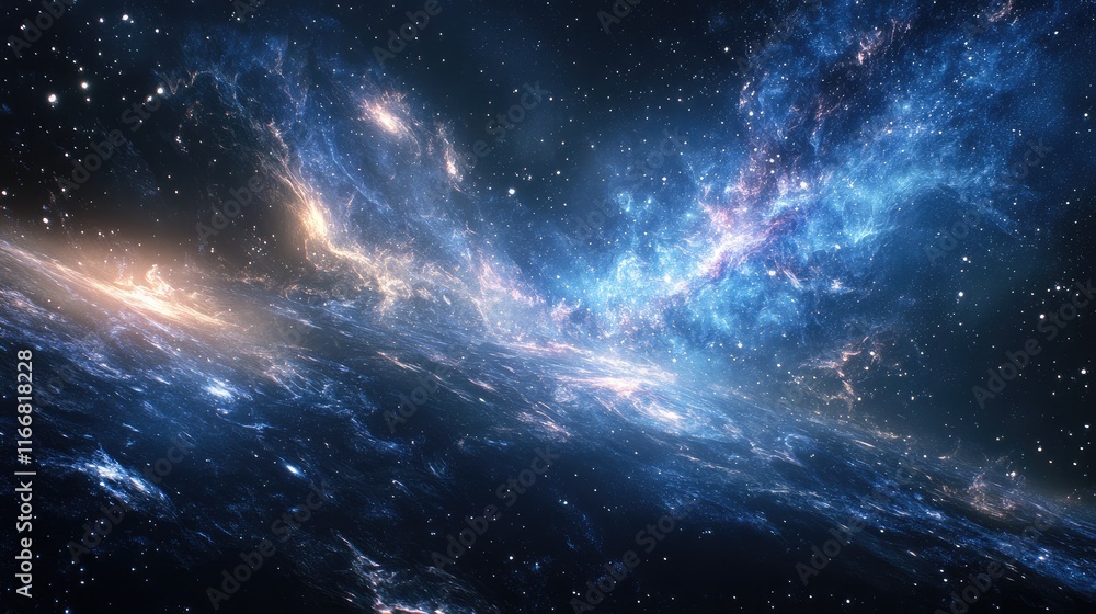 Poster cosmic design generated by advanced artificial intelligence showcasing stunning interstellar visuals