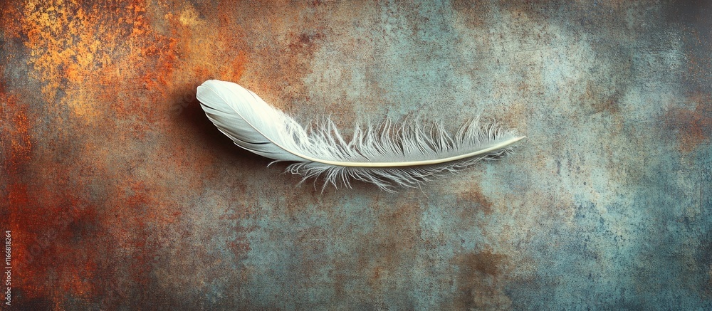 Poster elegant feather delicately placed on a textured background ideal for personal development themes and