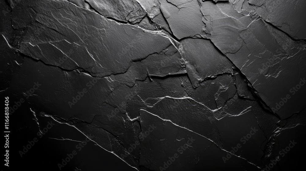 Aufkleber Textured Black Stone Wall Background for Presentations or Design Projects with Copy Space for Creative Visuals and Branding Applications