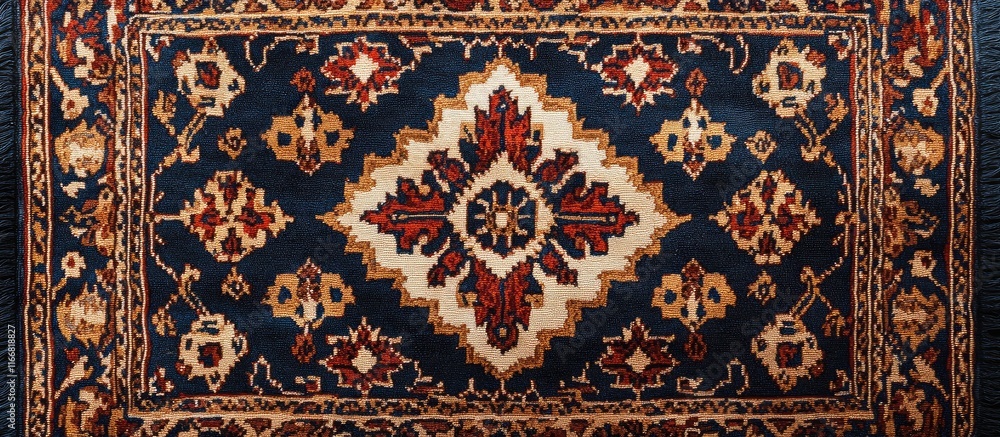 Poster traditional craftsmanship in an intricate ancient carpet mat featuring timeless patterns ideal for e